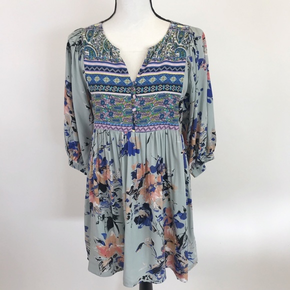 Umgee Sage V-Neck Floral Peasant Dress M LAST ONE - Picture 2 of 8